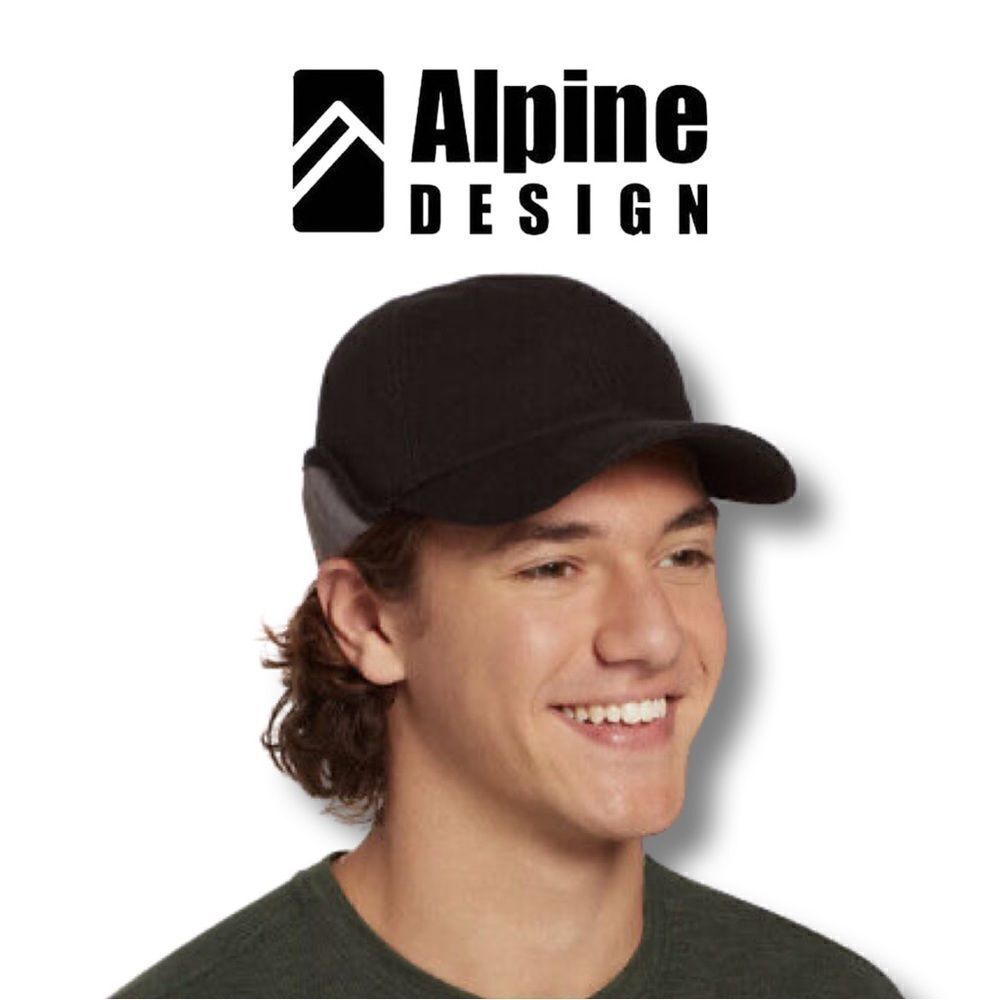 Alpine Design Men's Cold Weather Ear Flap Hat • One Size Black • 2 in 1 Cap